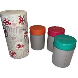New Teavana Artisanal Tea Tins Set 4 Empty With Lids Holiday Pinecones 2oz 5oz